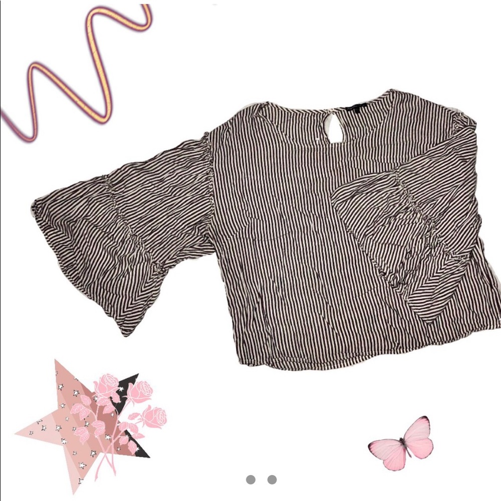 Charlotte Russe pin striped trumpet blouse
